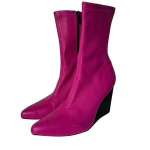 Rag & Bone Boots Phoenix Wedge Heel Zip Pointed Toe Pink Black 37.5 / 7.5